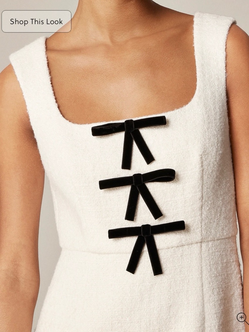 NWT | J. CREW Women’s Sophia Dress with Velvet Bows in Tweed | Ivory | Size 4 - Picture 14 of 16